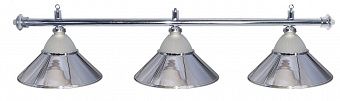Лампа на три плафона «Jazz» (серебристая штанга, серебристый плафон D38см)